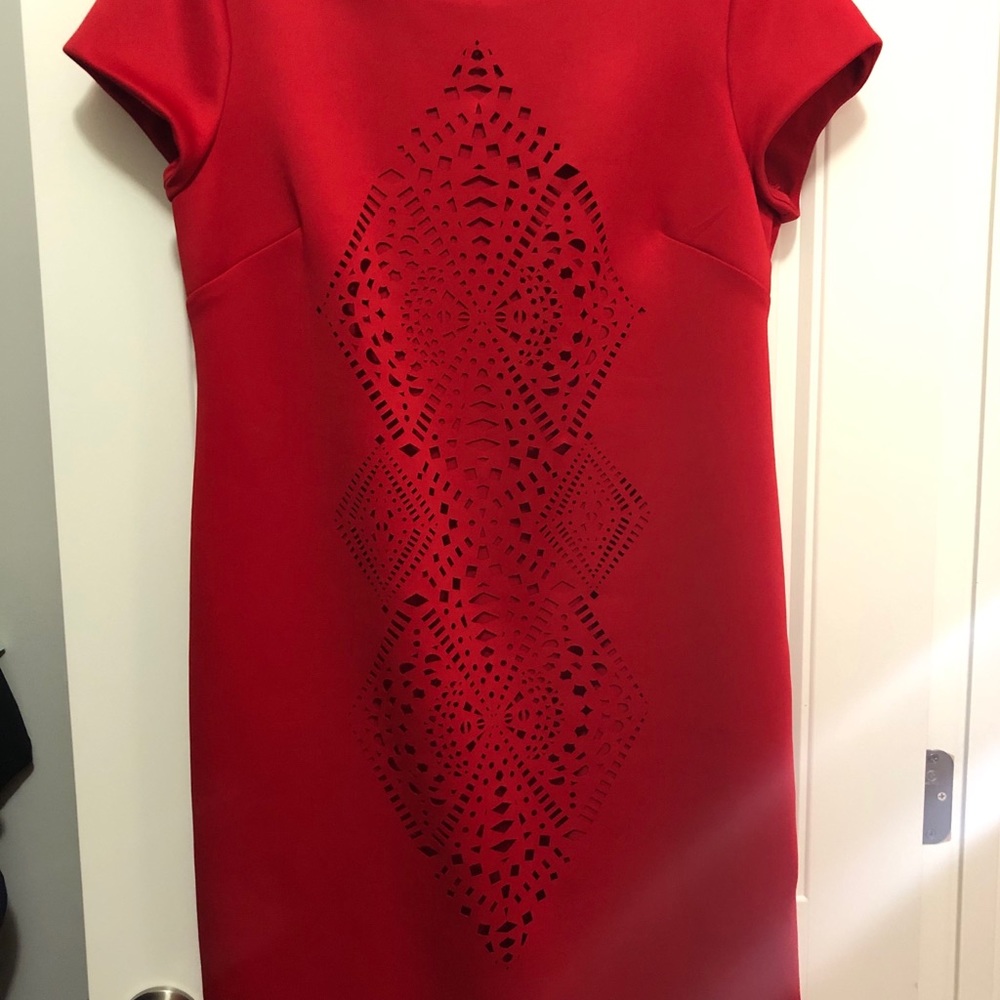 Laser cut red dress